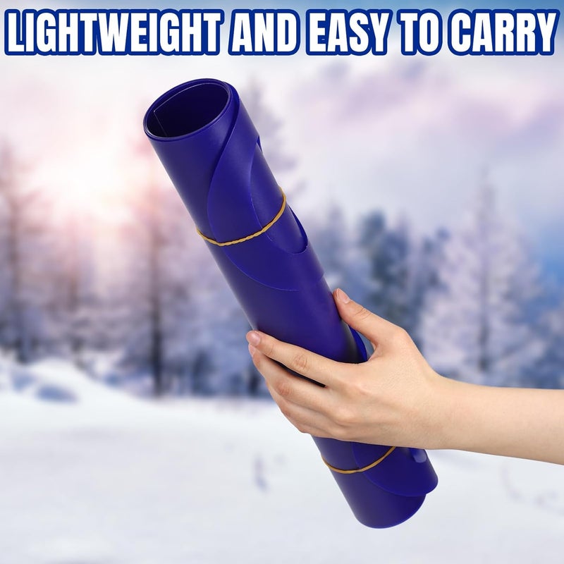 Poen 4 قطع زلاجات ثلجية للأطفال والبالغين، زلاجات قابلة لللف بطول 36.2 بوصة، زلاجات بلاستيكية مع 2 مقبض، معدات خفيفة الوزن وعالية السرعة - Image 4